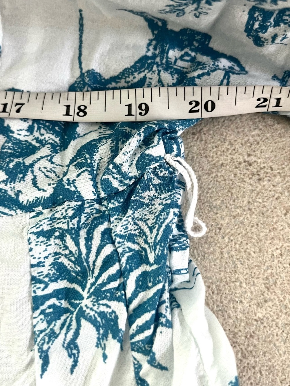 RHODE Blue White Chinoiserie Toile Puff Sleeve Resort Mini Dress Size Small - Picture 6 of 8